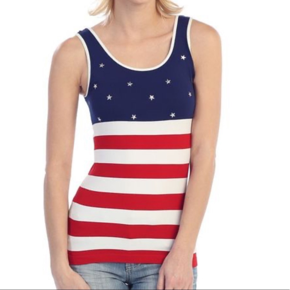 Silver Star American Flag Fitted Tank